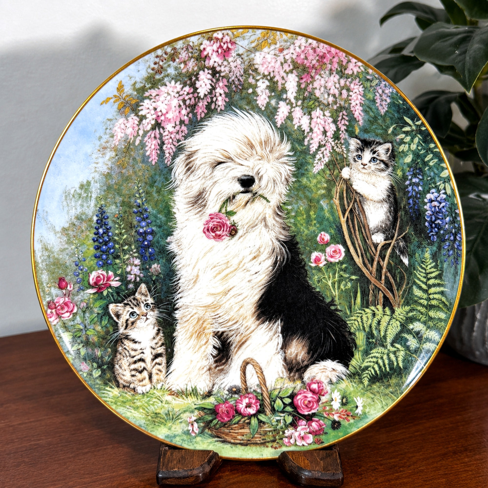 Old English Sheepdog Royal Worcester Ole! Collectors Plate by Pam Cooper 1990